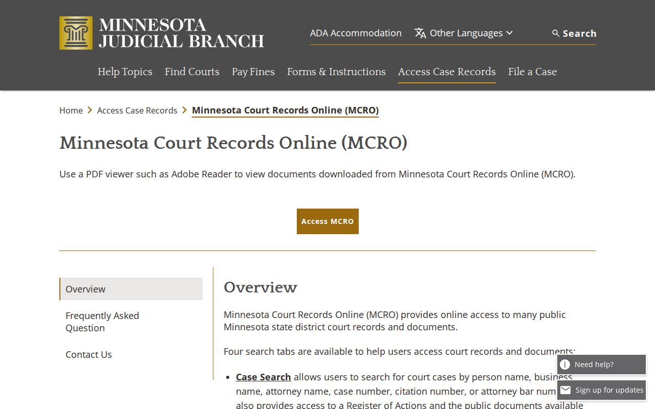 Pope County warrant lookup MCRO public search tabs