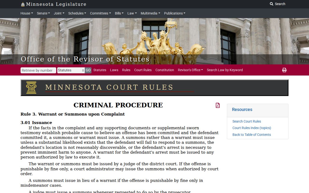Pope County arrest warrant and summons issuance rule