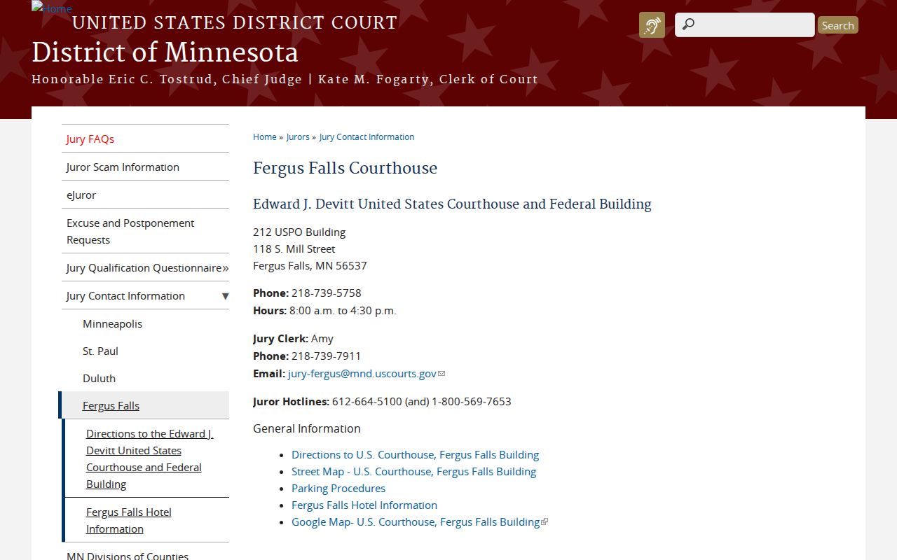 Pope County federal courthouse routing for warrant records